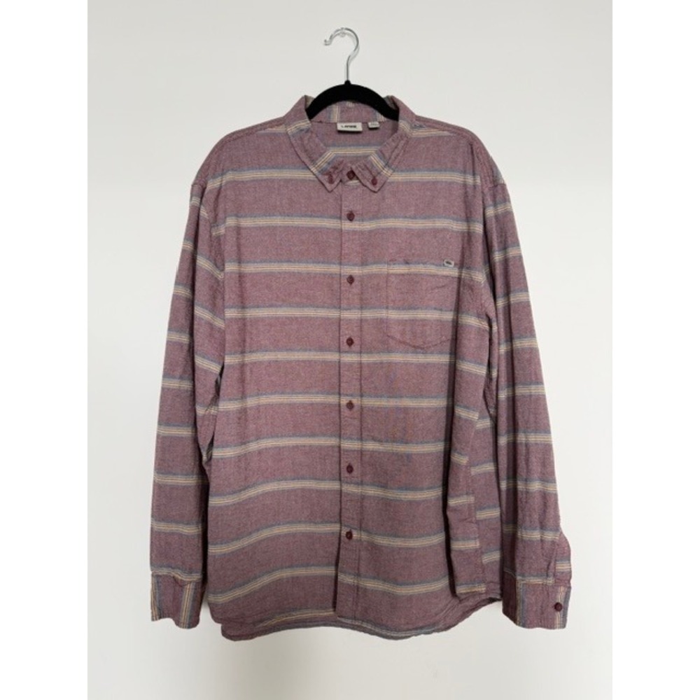 Vans Men's Striped Button-Down Shirt | Burgundy Multi-Stripe | XXL | Cotton